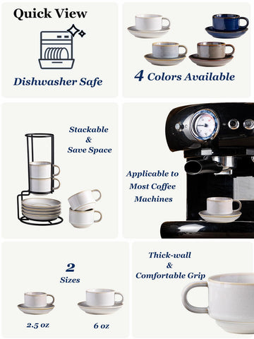 Platillos a juego con tazas Gomakren para servicio estable.