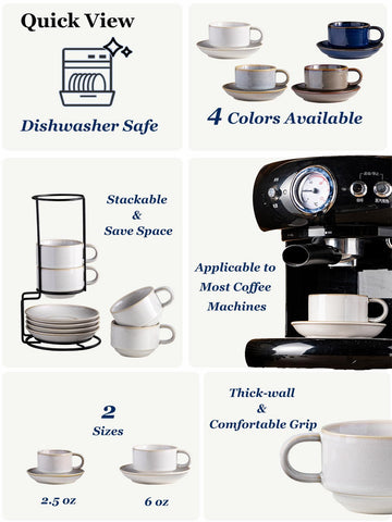 Gomakren porcelana blanca 6oz, taza cappuccino de uso diario.