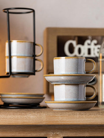 Set de espresso Gomakren apilable con rack para ordenar