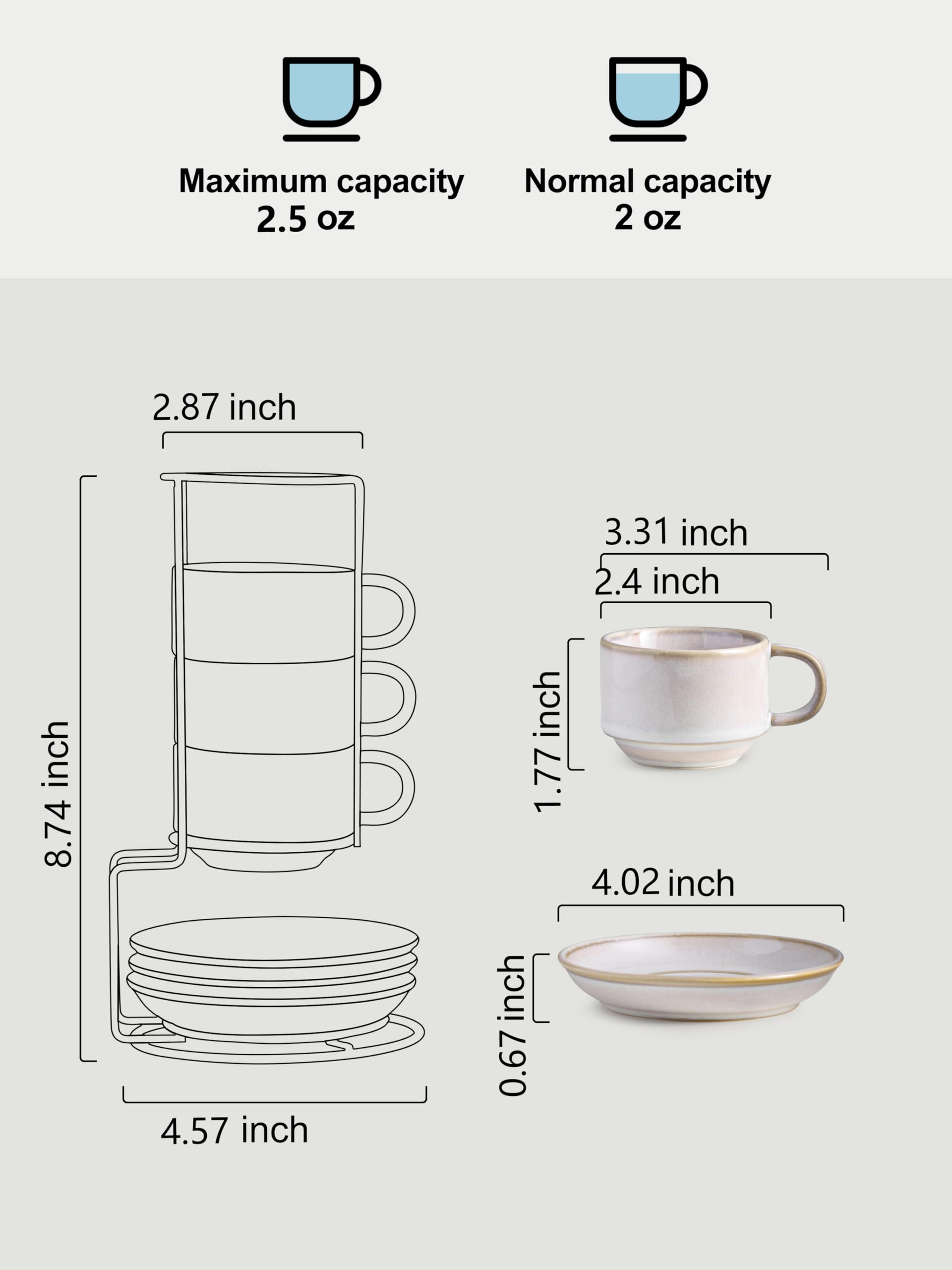 Soporte metálico mantiene orden y evita caídas de las tazas.