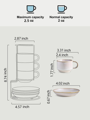 Soporte metálico mantiene orden y evita caídas de las tazas.