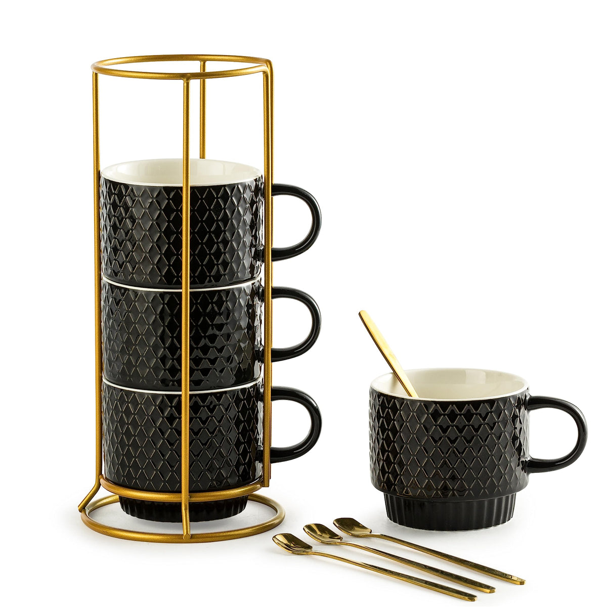 Gomakren tazas de café cerámica 13oz frente elegante para la cocina