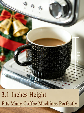 Gomakren tazas de café cerámica 13oz detalle cuchara dorada y acabado dorado
