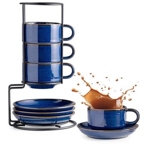 Gomakren tazas cappuccino 6oz con platillo para café