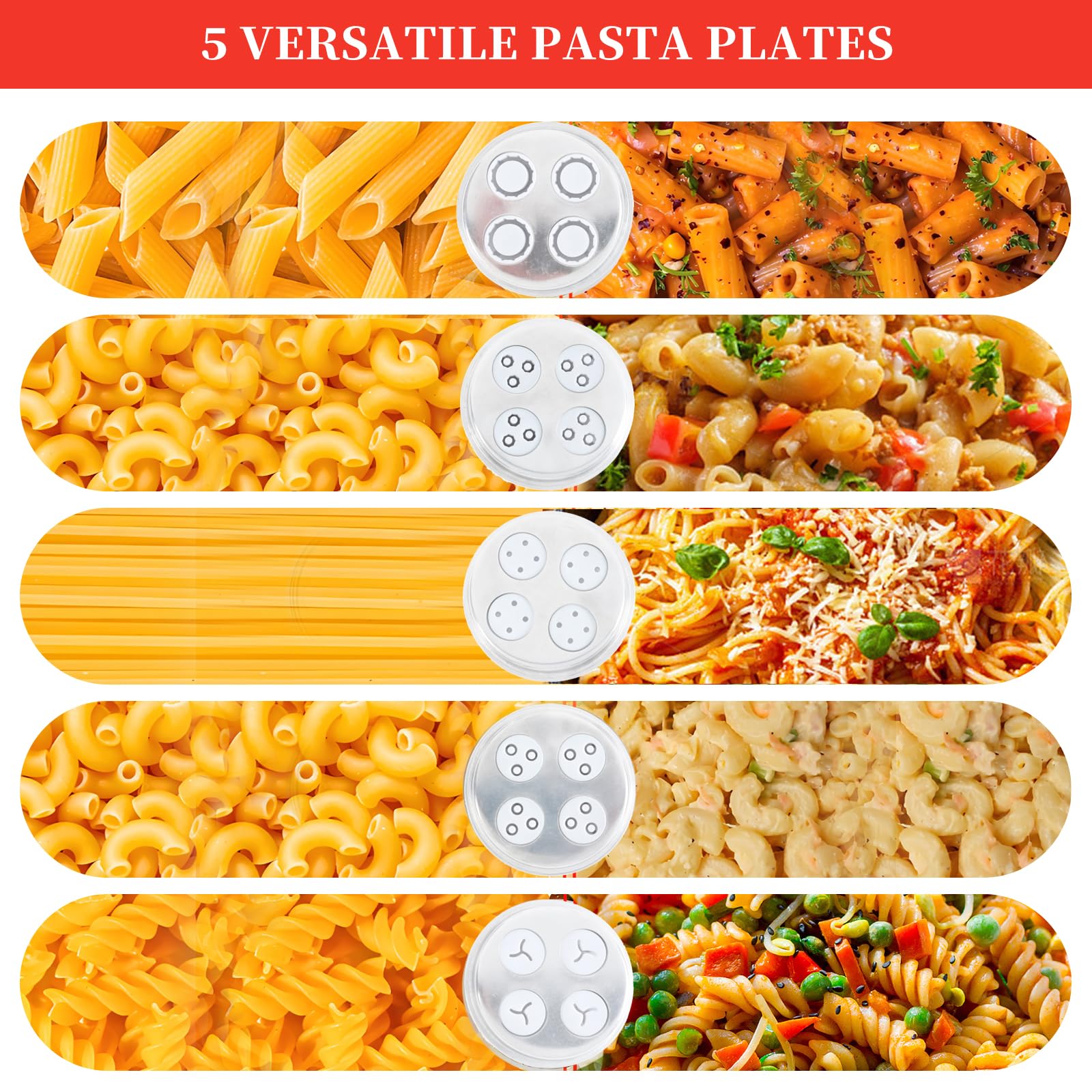 Gomen placas intercambiables para varias formas de pasta.