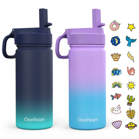 Botellas Gonfoam para niños 16 oz en 2 pack, ideales para la escuela.