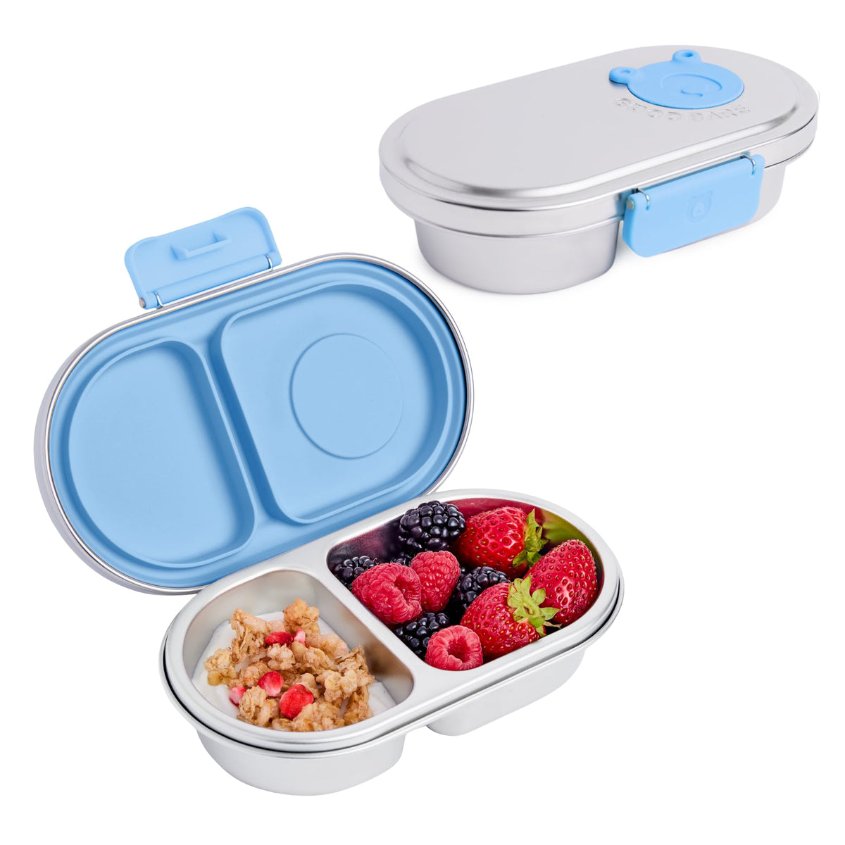 Good Bare bento de dos compartimentos en azul cielo para meriendas seguras