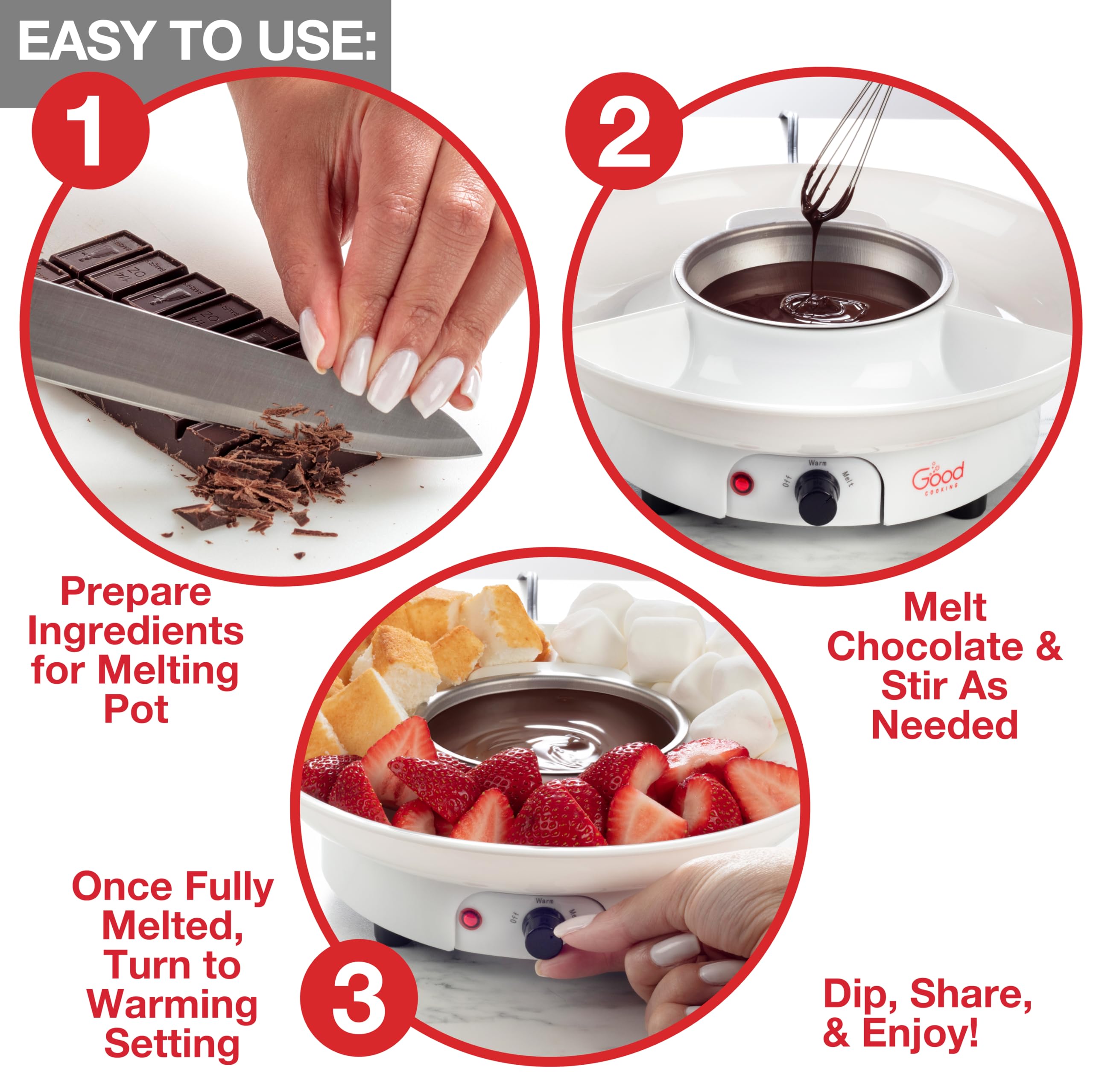 Good Cooking brochetas codificadas en colores para dip perfecto.