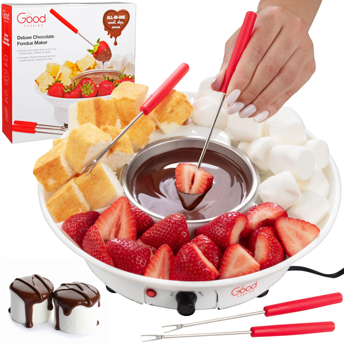 Good Cooking fondue eléctrico deluxe, conjunto listo para compartir con amigos y familia.