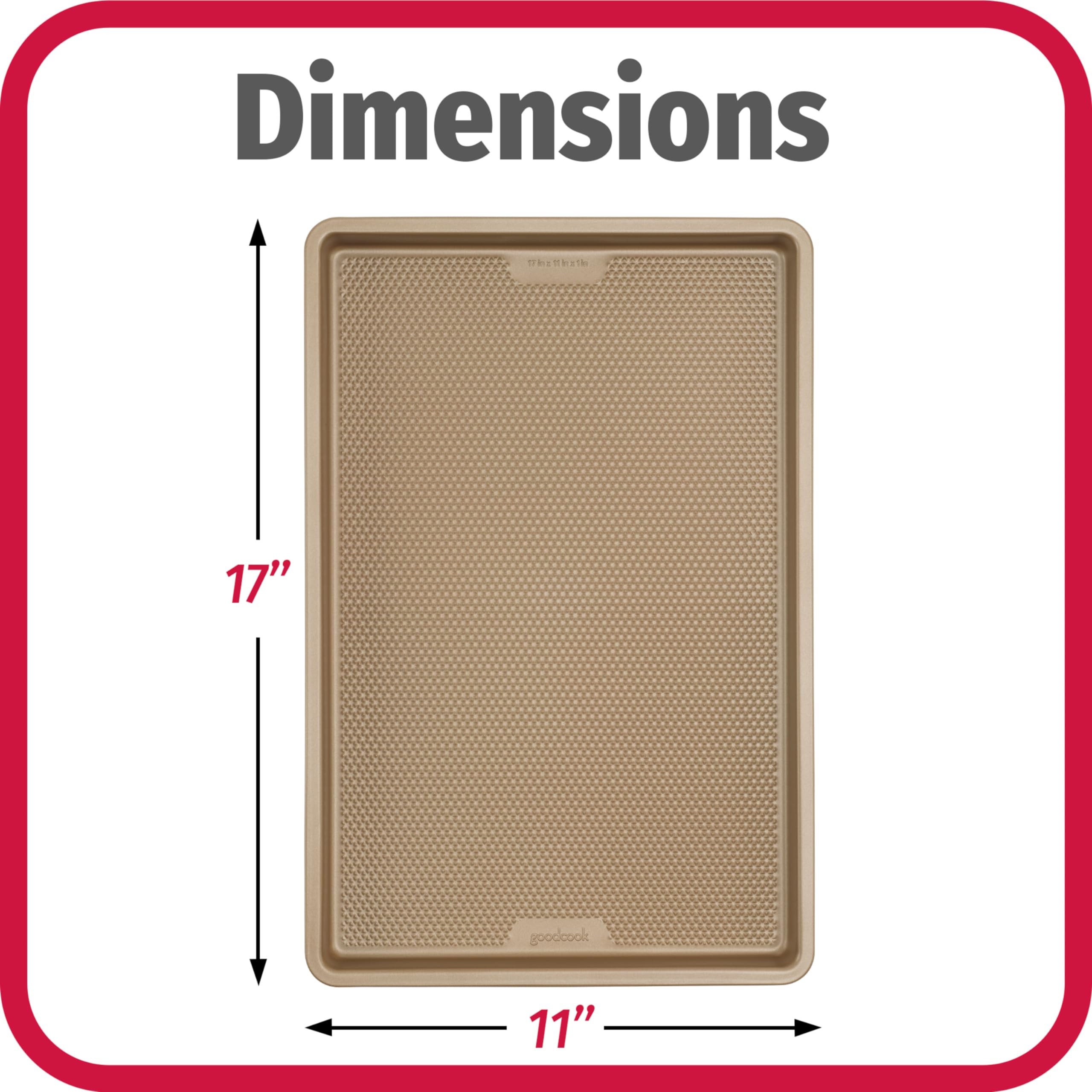 GoodCook BestBake acero al carbono duradero que resiste deformaciones y mantiene la planitud.