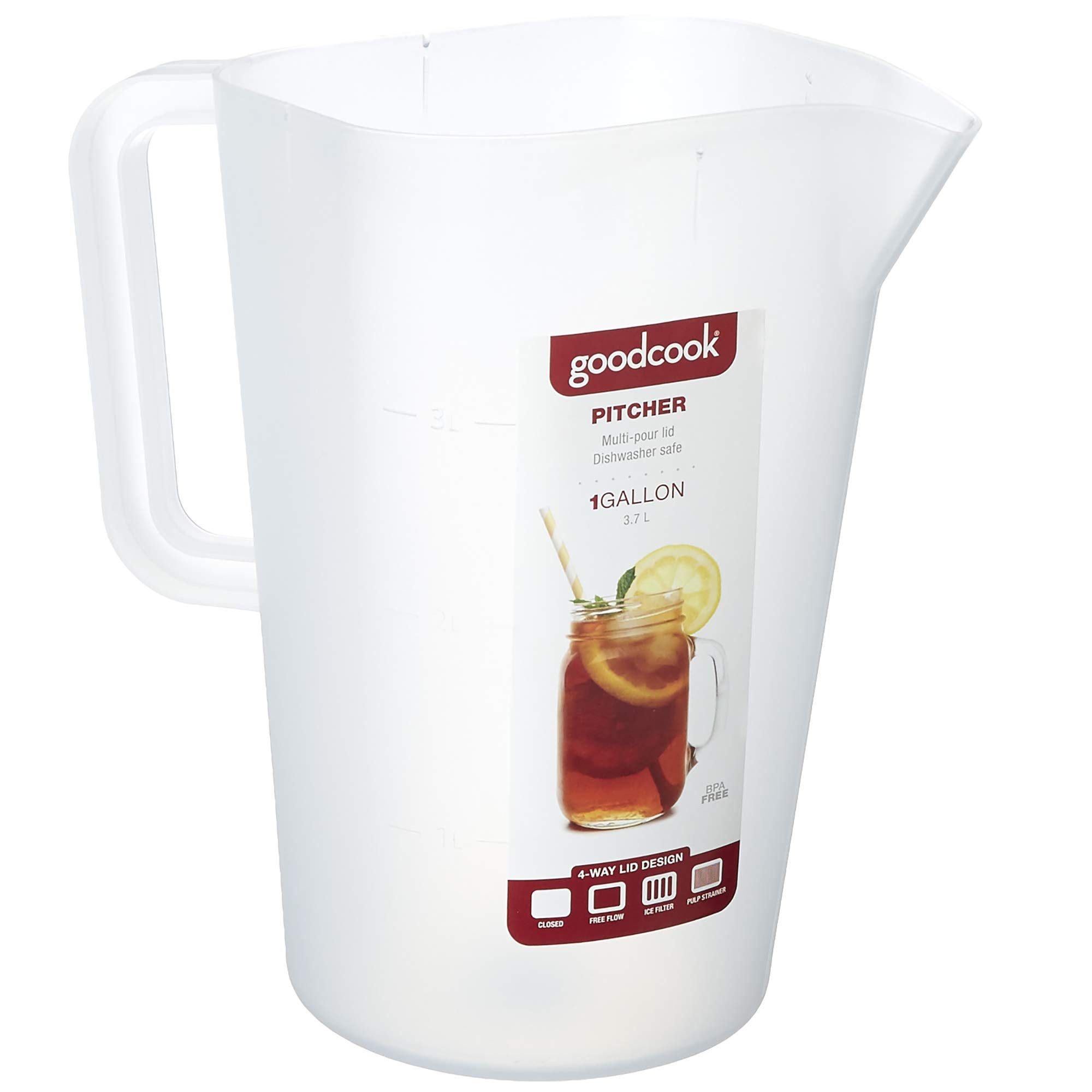 GoodCook jarro con diseño resistente para almacenar bebidas en la cocina y nevera.