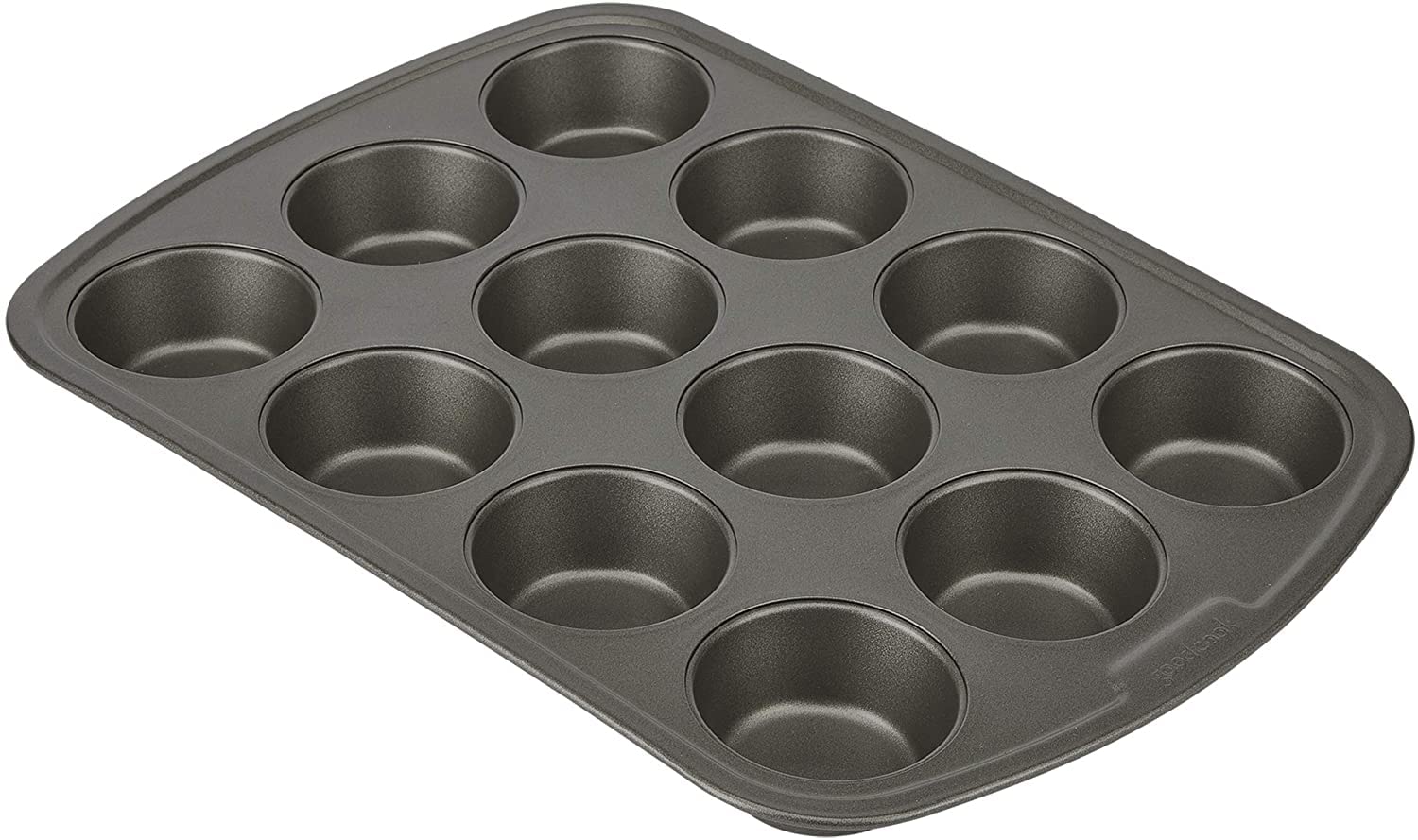 GoodCook molde magdalenas 12 tazas gris, horneado uniforme y desmolde fácil.