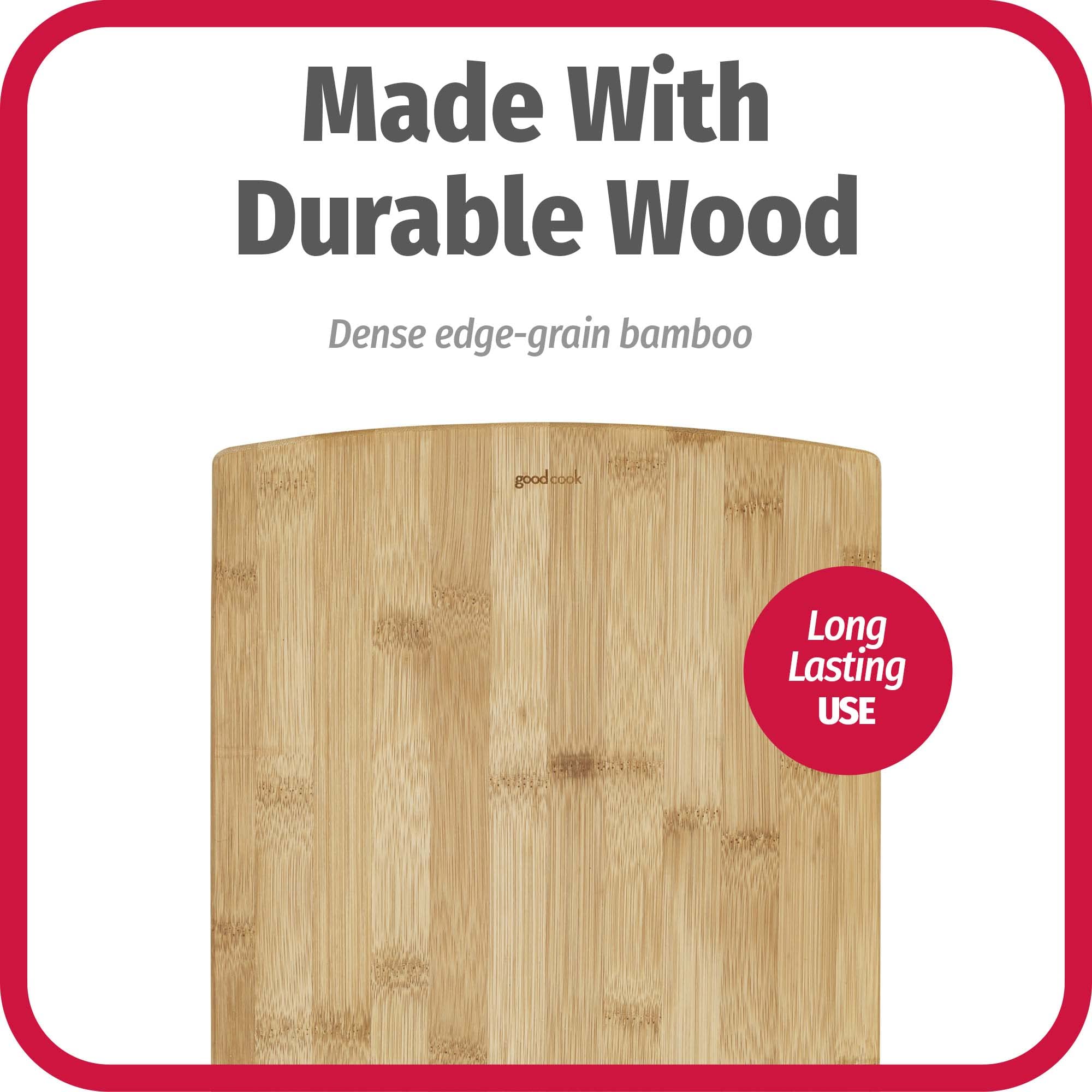 Tabla GoodCook bambú 10x14, limpieza fácil y resistencia a manchas.