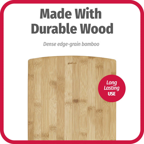 Tabla GoodCook bambú 10x14, limpieza fácil y resistencia a manchas.