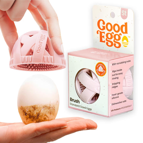 GoodEgg cepillo original para huevos, protuberancias de silicona para limpieza suave.