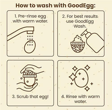 GoodEgg Cepillo Original con centro hueco: drenaje rápido durante el lavado.