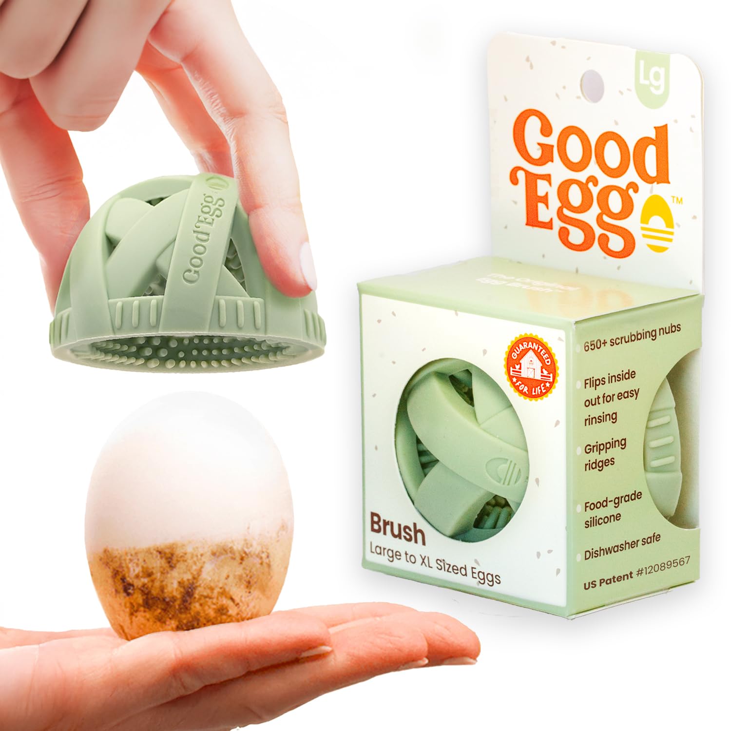 GoodEgg Cepillo Original para Huevos: frente enfocado para limpieza suave de huevos frescos.