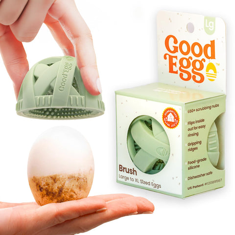 GoodEgg Cepillo Original para Huevos: frente enfocado para limpieza suave de huevos frescos.