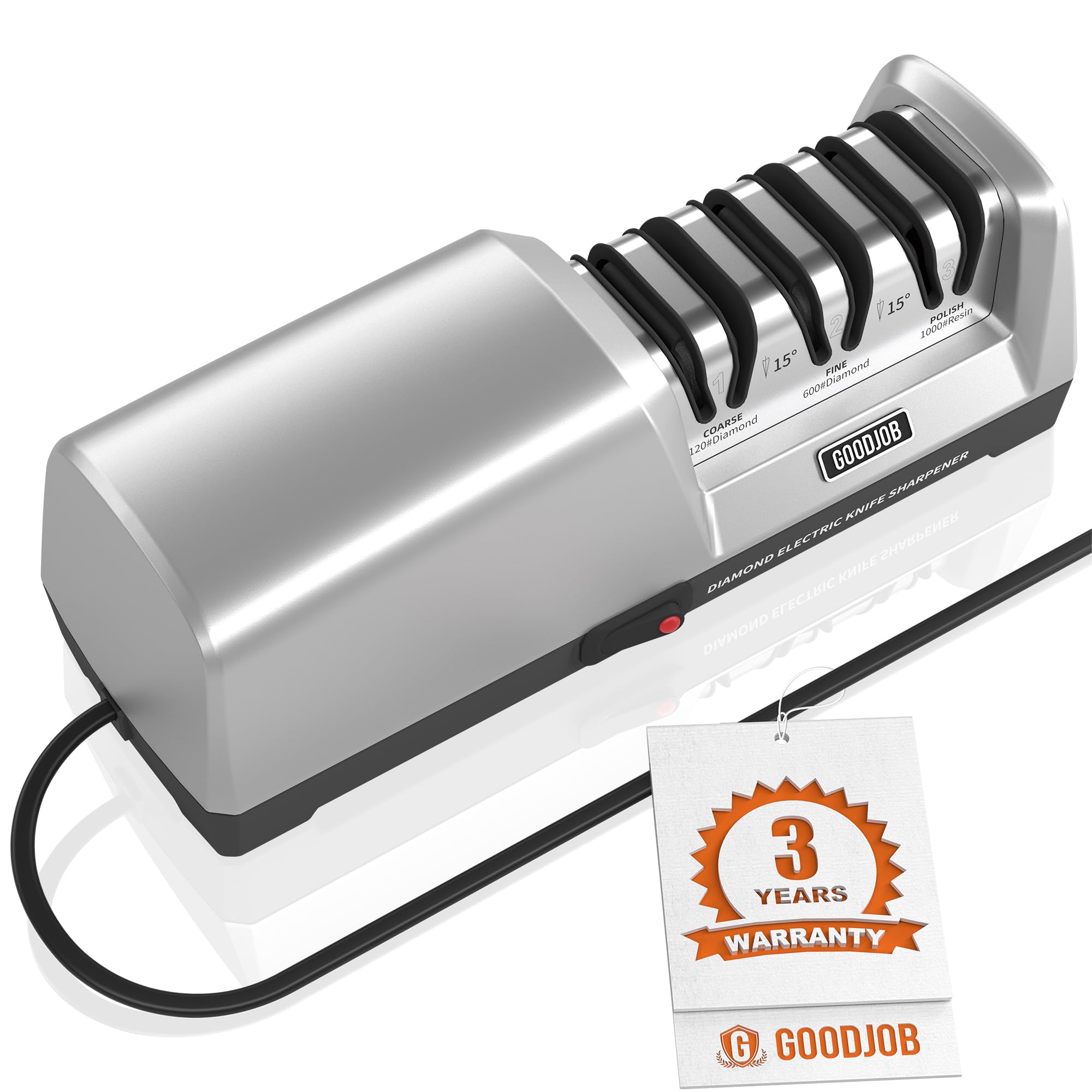 Afilador Goodjob electrico para cocina con 3 etapas para uso diario.