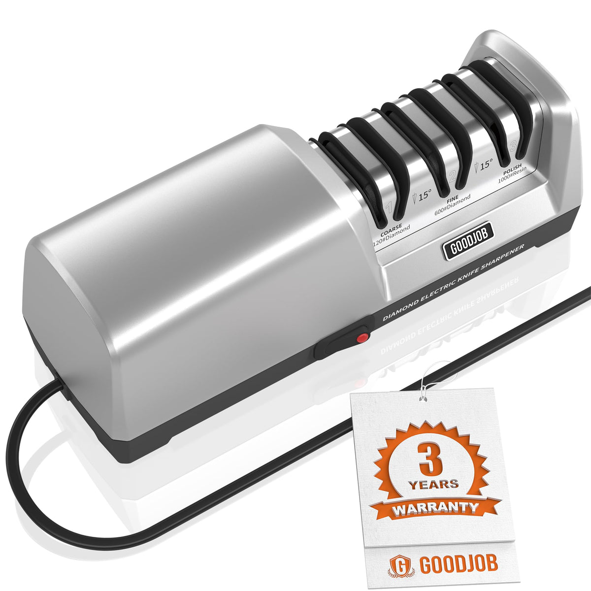 Afilador Goodjob electrico para cocina con 3 etapas para uso diario.