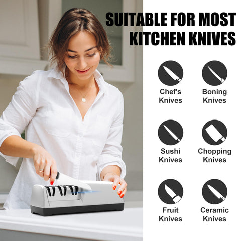 Uso facil de Goodjob para cuchillos metalicos y ceramicos en la cocina.