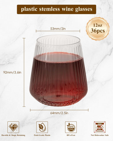Goodluck copa plástica vino claros 12oz, ergonómicos para servir con estilo