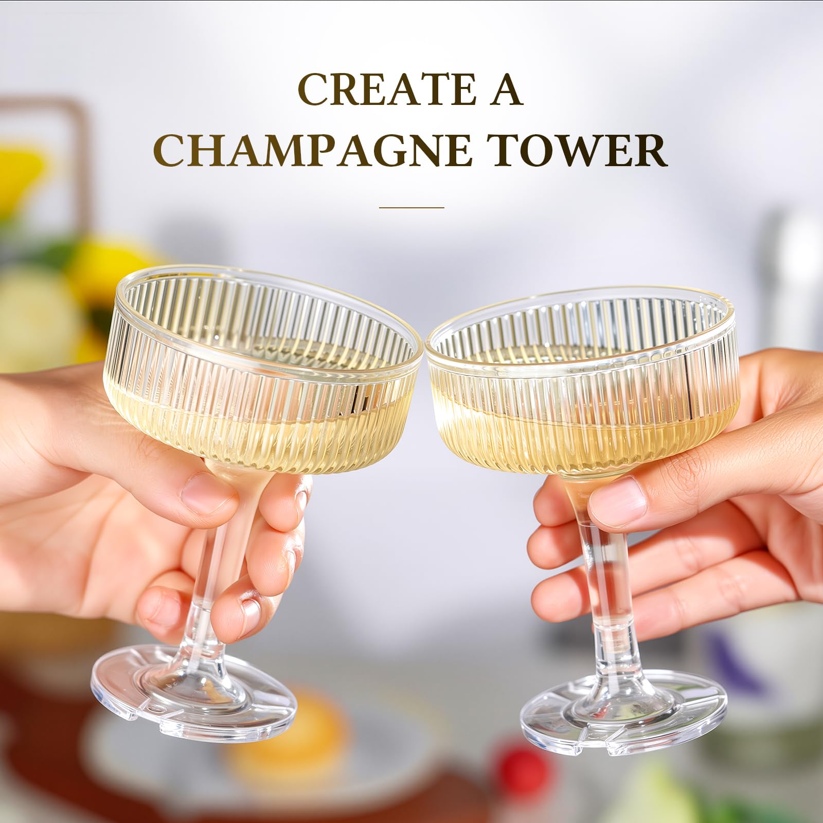 Goodluck copas-champagne-7oz-claridad, acabado casi de cristal, perfecto para brindis elegantes.