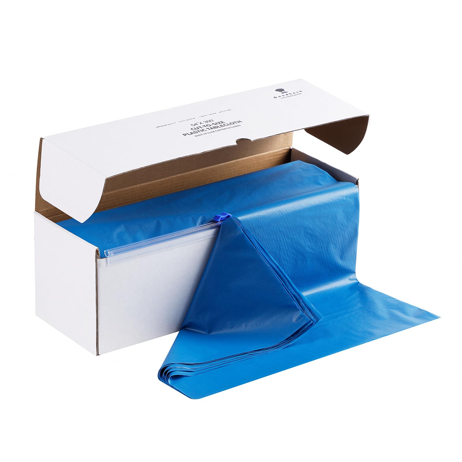 Goodluck cubre-mesa azul 54 pulgadas con cortador, protección duradera para eventos.