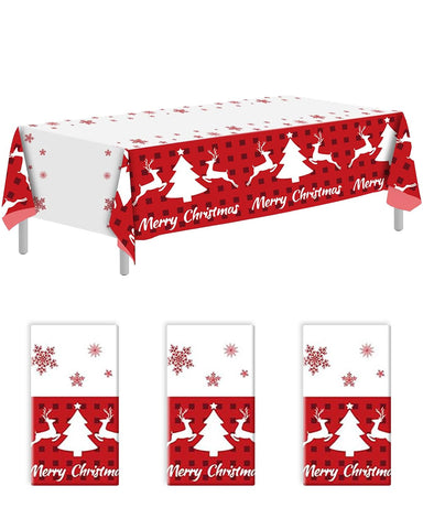 Goodluck mantel navideño rojo y blanco con renos protege la mesa y facilita la limpieza.