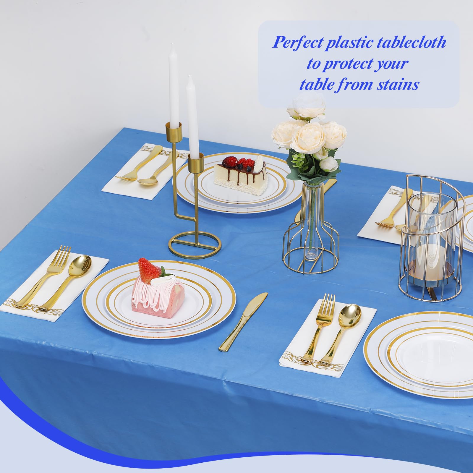 Goodluck protección de mesa duradera para fiestas y eventos azul.