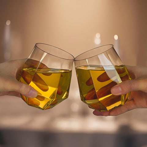Vaso Goodluck plástico diamante 12oz para reuniones familiares, práctico.