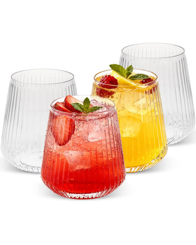 Goodluck vaso plástico vino 12oz, ondulados y claros, ideal para fiestas