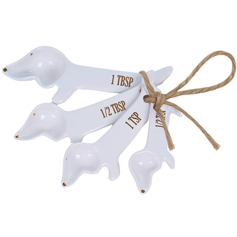 Goodscious cucharas medidoras cerámicas con diseño de perro salchicha, mediciones precisas para hornear.