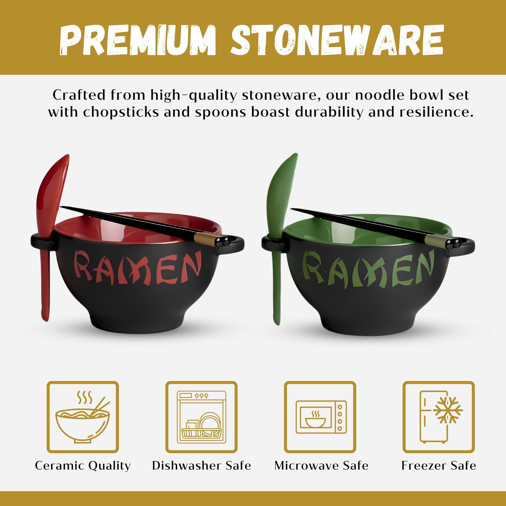 Goodscious tazón ramen rojo-verde, diseño elegante para mesa