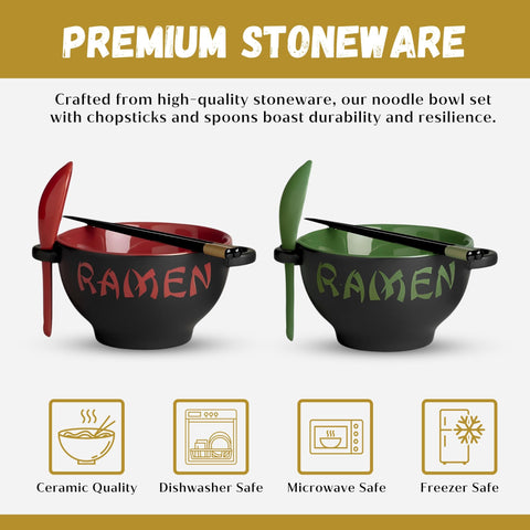 Goodscious tazón ramen rojo-verde, diseño elegante para mesa