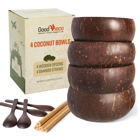 GoodVieco tazones coco set-4: ideales para smoothies y yogur.