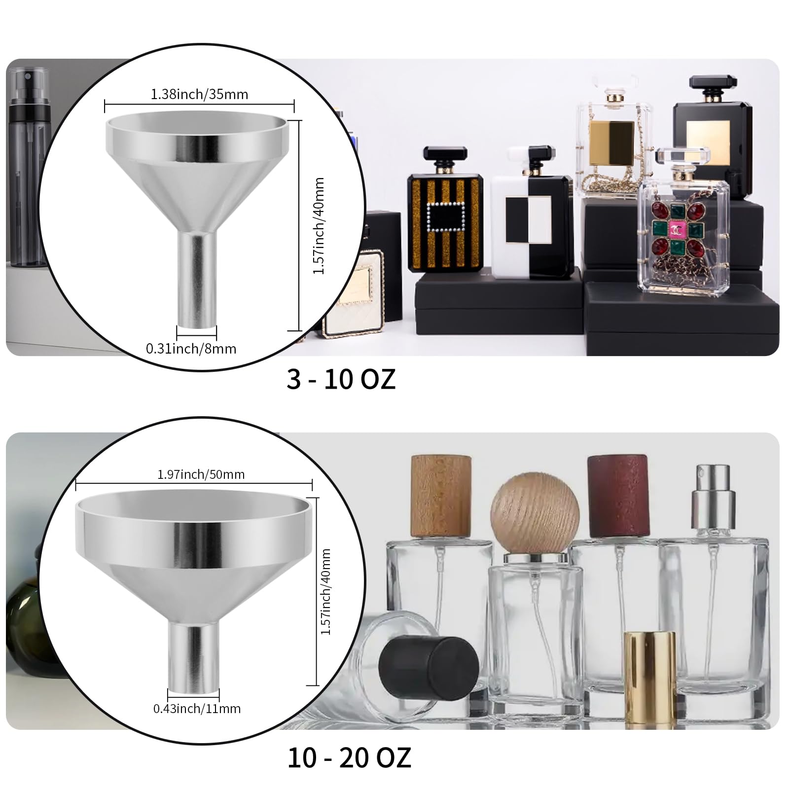 Goooxtex embudos para polvos y cosméticos, uso diario y reutilizables.