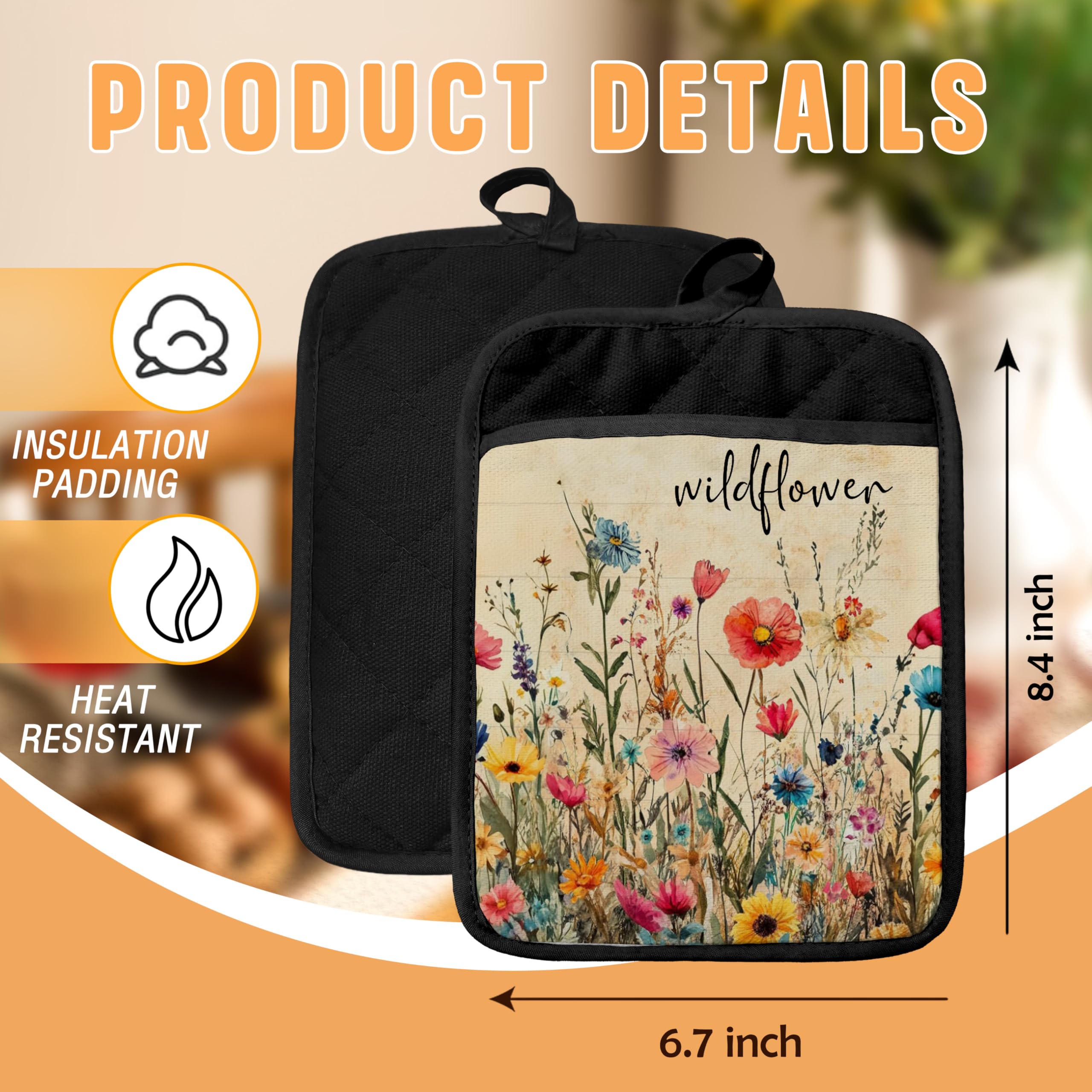 GOOZHO guantes horno detalle bolsillo, añade seguridad al tocar recipientes calientes.