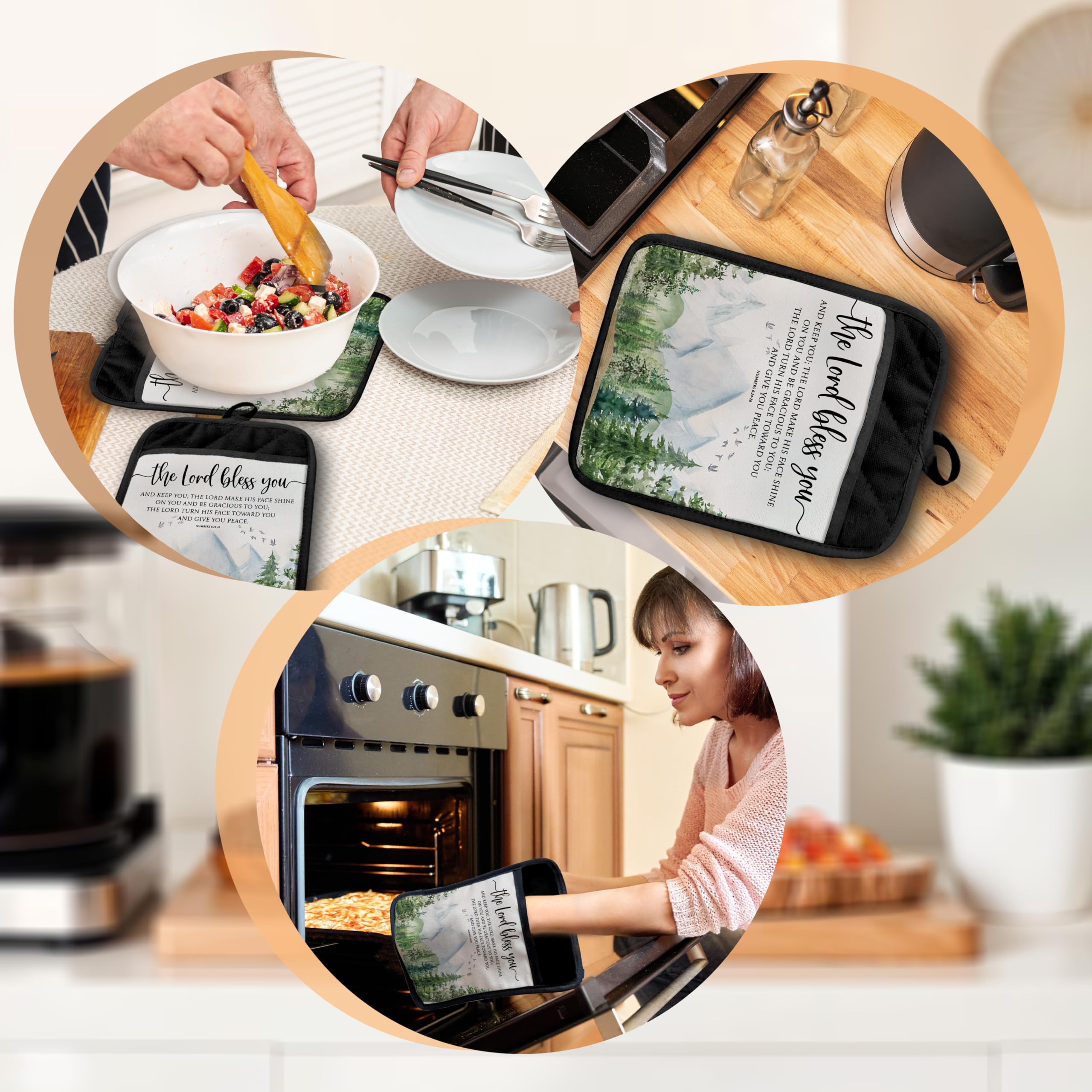GOOZHO guantes de horno con versiculo para inspirar la cocina.