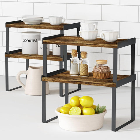 Goozii organizador de gabinetes con borde para evitar caídas y optimizar espacio.