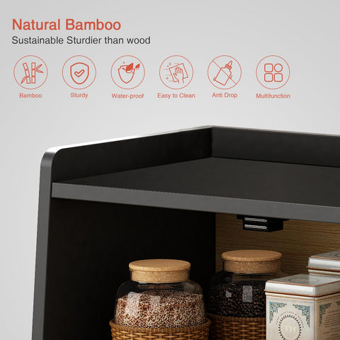 Goozii caja pan negra en cocina: decoración rústico-moderno para mostrador.