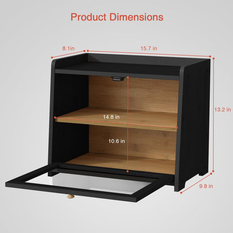 Goozii caja pan negra estante superior: espacio extra para pan y bollos.