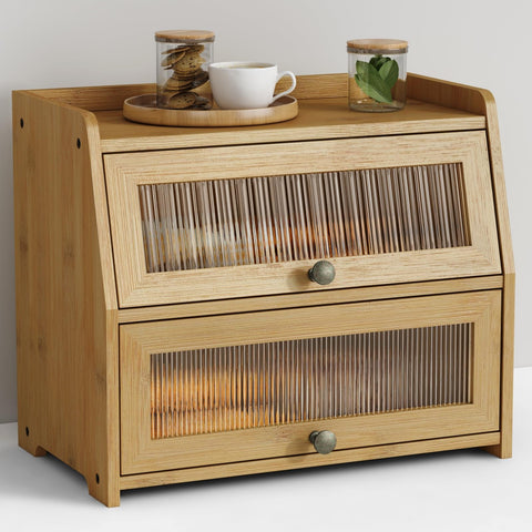 Goozii pan casero almacenado en bandeja doble capa para conservar frescura