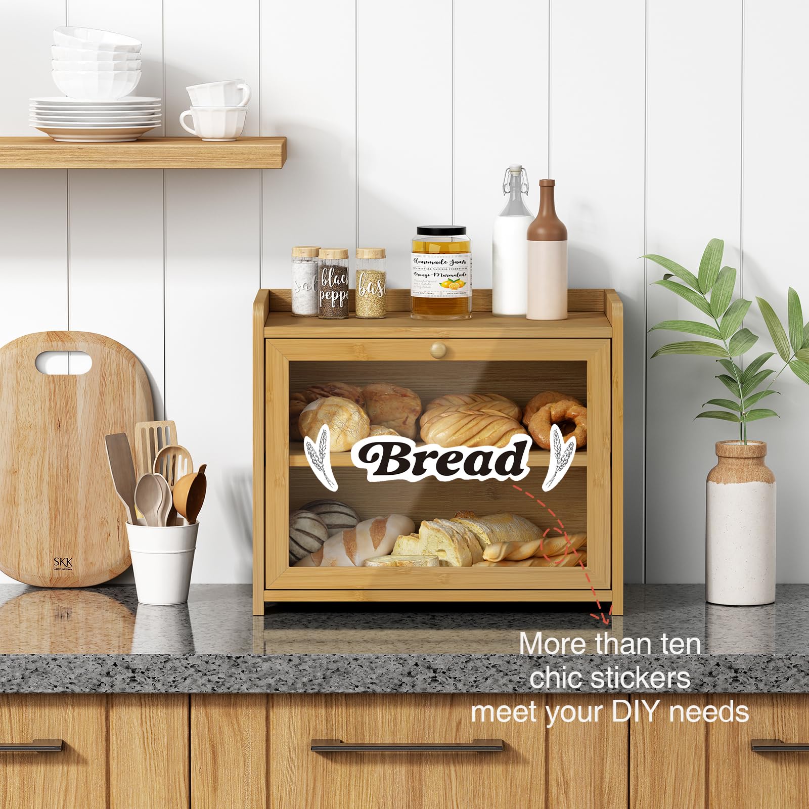 Goozii panera de bambú, diseño rústico para cocinas modernas.