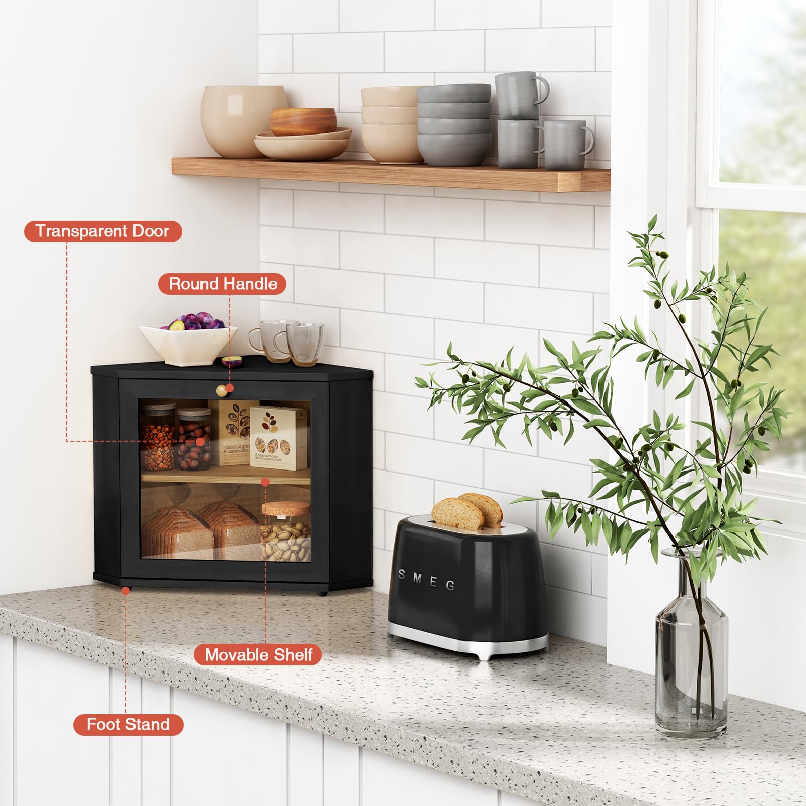 Goozii caja pan diseño rústico moderno: estilo para la cocina.