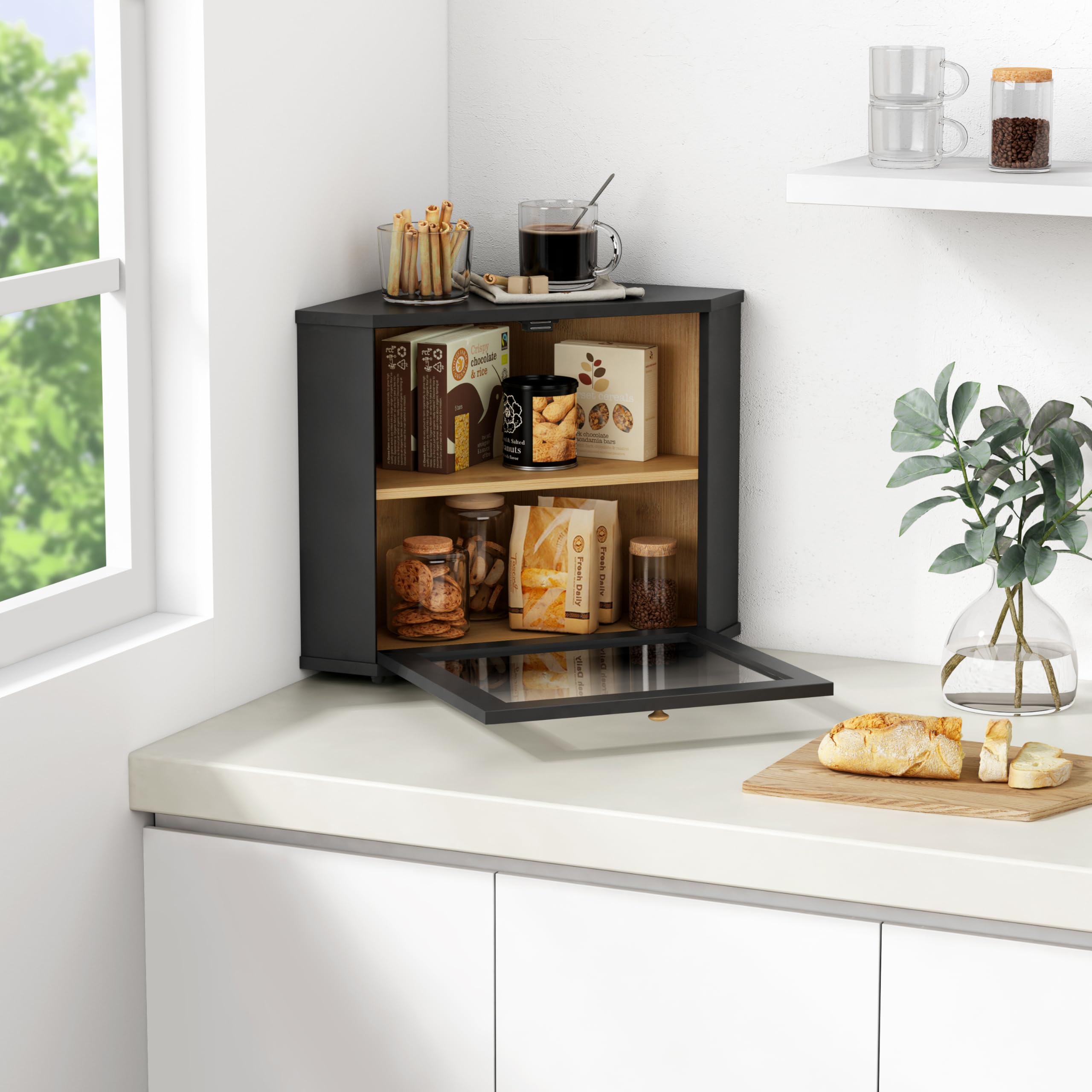 Goozii caja pan ventana acrílica: ver contenido fácilmente.