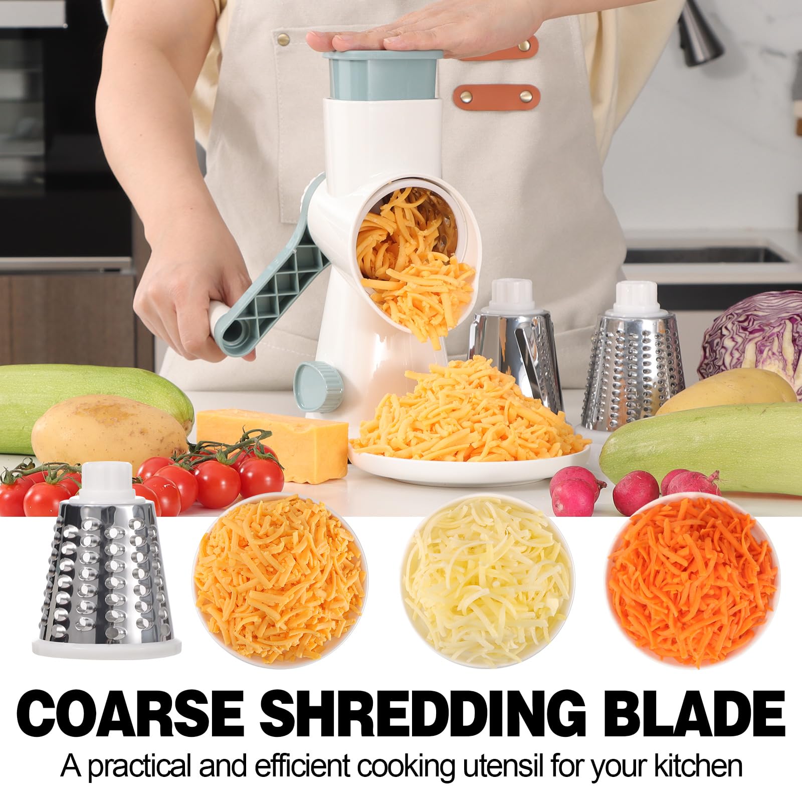 GORCI rallador queso base sujecion antideslizante para trabajo estable y seguro en la encimera.