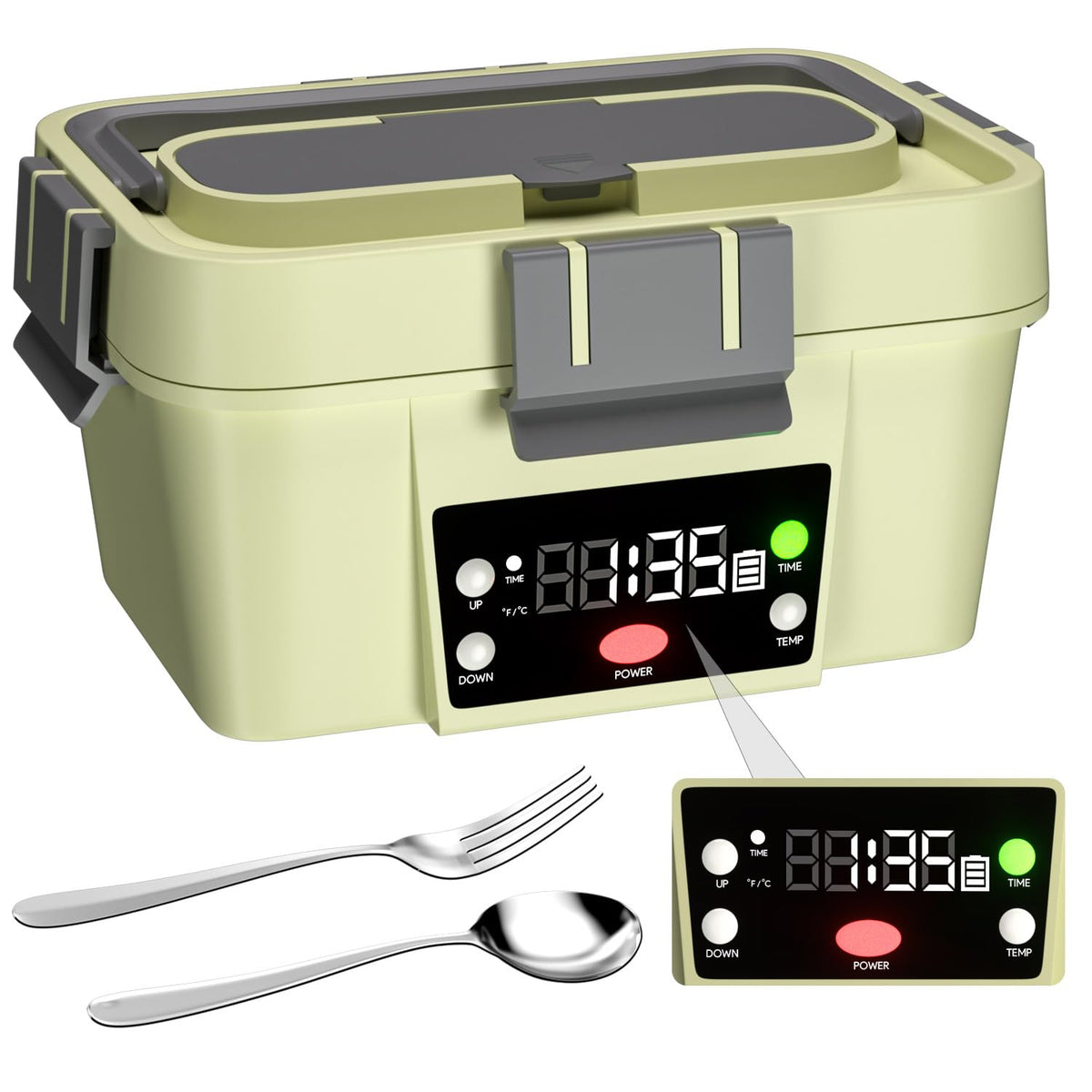 Gorgeous lunchbox vista general en verde, ideal para comidas calientes en movimiento.
