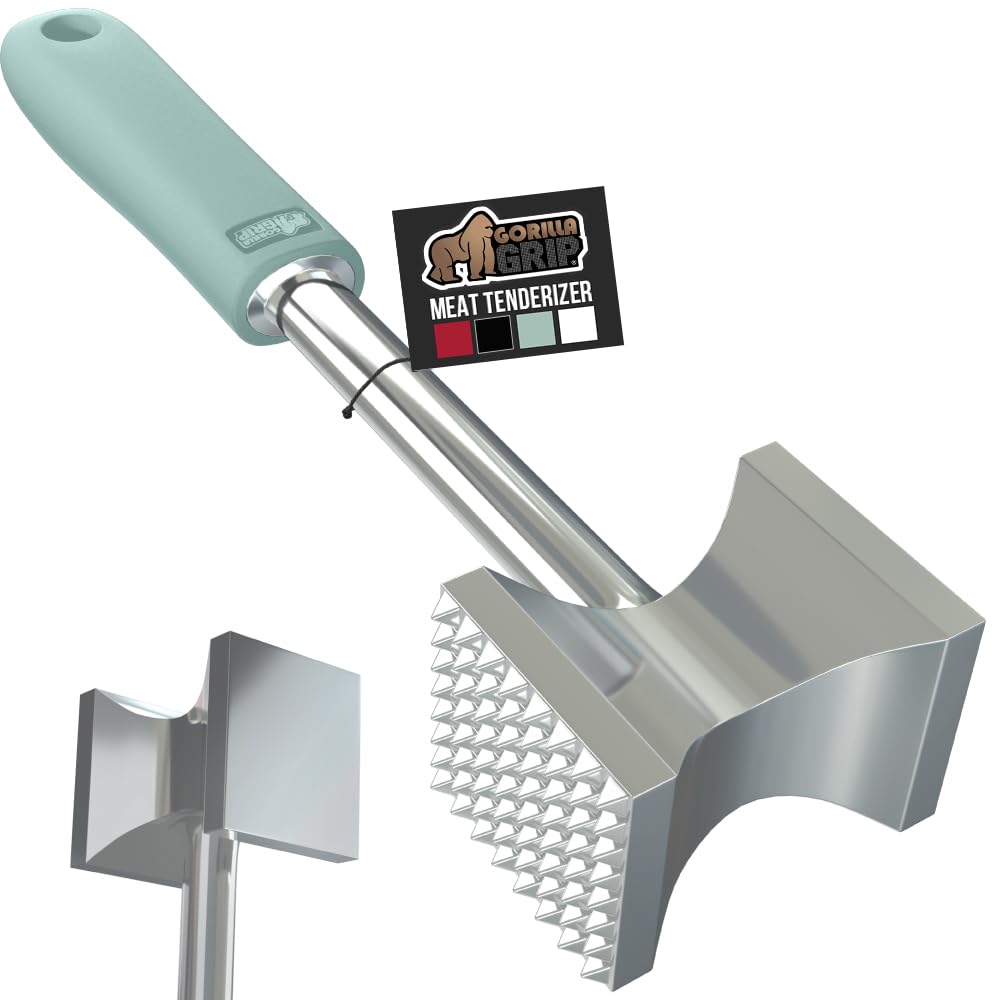 GORILLA GRIP ablandador de carne doble cara, vista frontal facilita ablandar cortes gruesos