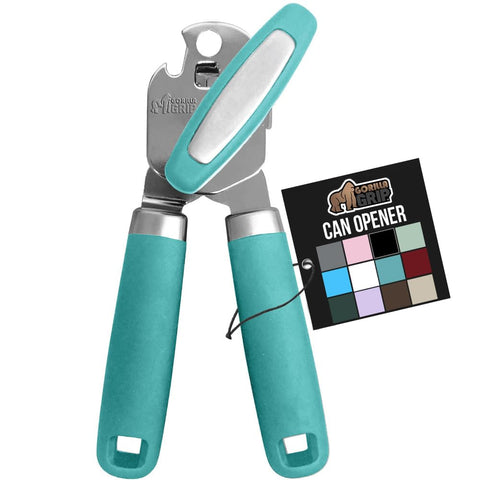 GORILLA GRIP abrelatas de acero inoxidable con borde liso para cortes limpios.